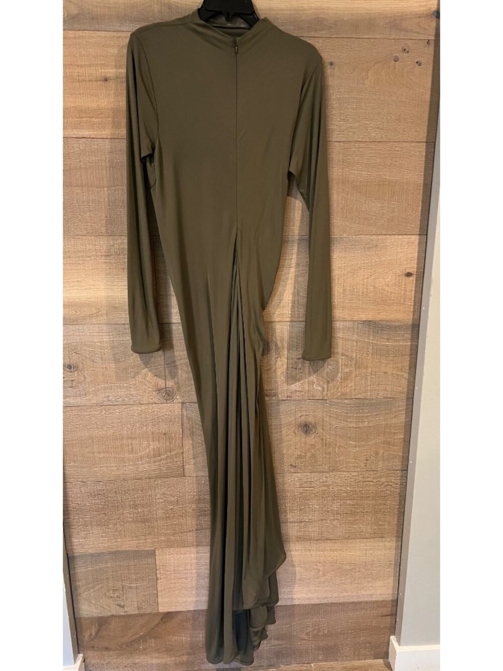 BOTTEGA VENETA Asymmetric embellished gathered khaki maxi dress size IT 42/ US - Picture 8 of 16